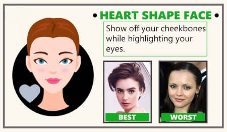 Heart-shaped face: side parting