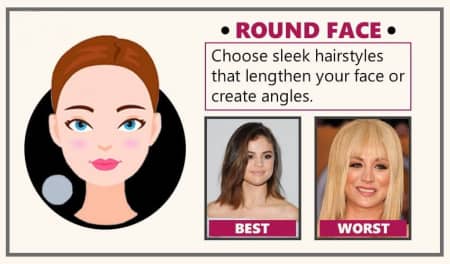 Round face: center or deep side parting