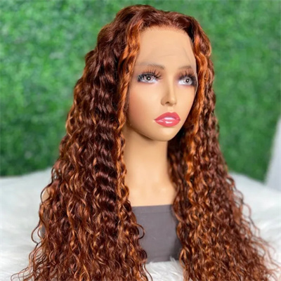 Ginger Brown Highlighted Water Wave wig