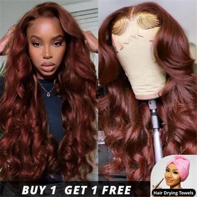 Auburn lace front wig with pre-plucked baby hair