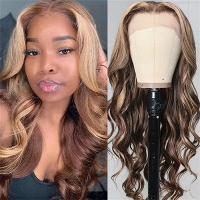 UNice Honey Blonde Body Wave Highlights 13x5 T Part Color Wigs Supernatural and Realistic