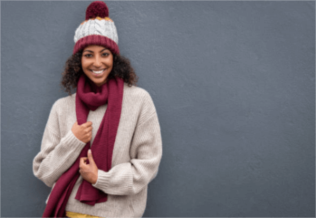 a-woman-wearing-knitted-hats-and-scarves