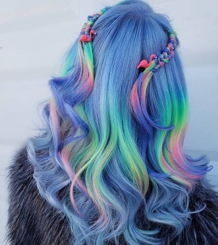 blue and green unicorn hair