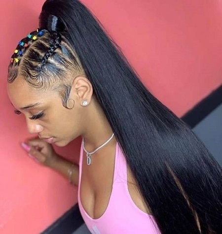 high ponytail with rubber bands