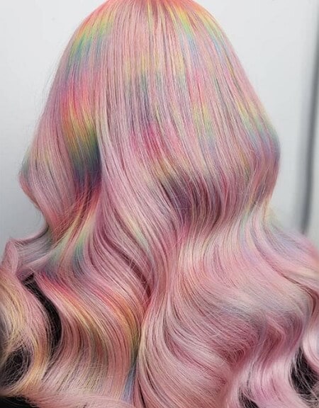 holographic rose quartz hair