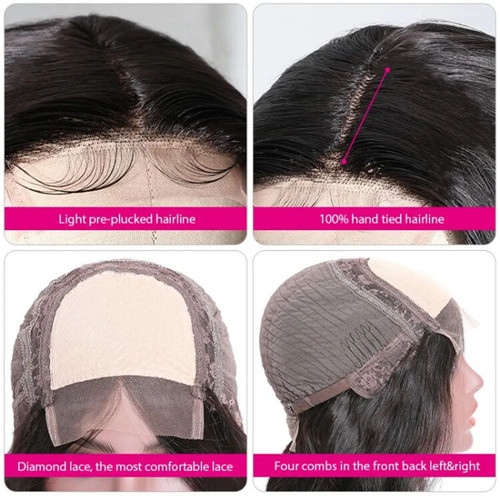 Feature of human hair lace part wig.