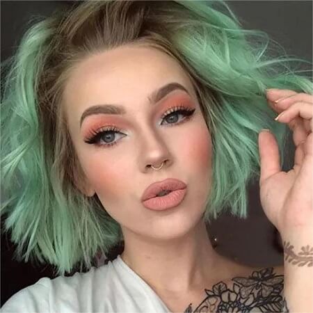 mint green highlight hair