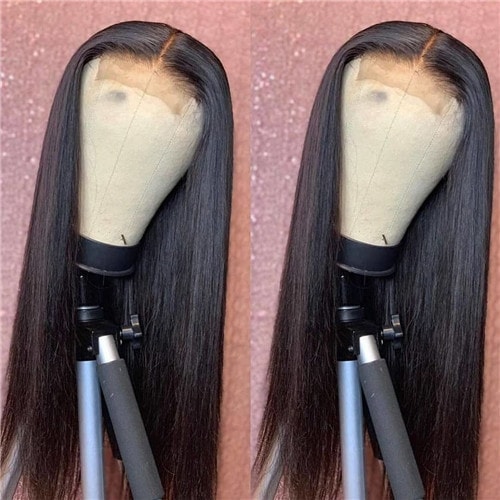 Silk straight human hair lace front wig